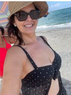 Coco Reef Black & White Polka Dot Swim Tankini Top 38D Underwire